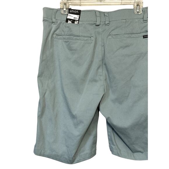 Union Men's Blue/Green Chino Twill Shorts Comfort Flex 32 NWT - Picture 5 of 9